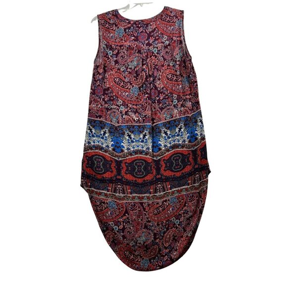 Cupio Womens L Sleeveless Burgundy Midi Dress Aztec Paisley Mandala Boho Artsy - Picture 5 of 15